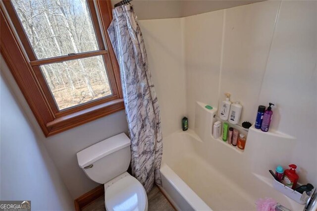 bathroom with toilet, wood finished floors, and vanity