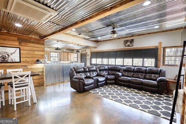 interior space with vaulted ceiling and carpet floors