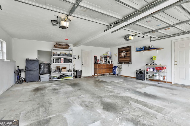 garage with a garage door opener