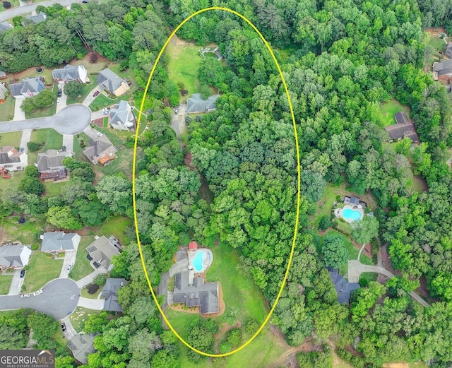 aerial view with a residential view