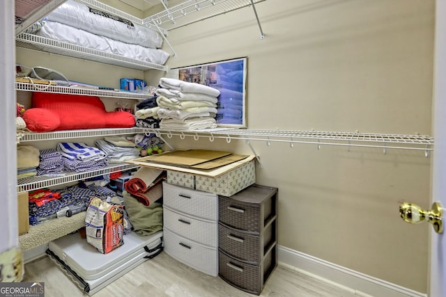 walk in closet featuring wood finished floors