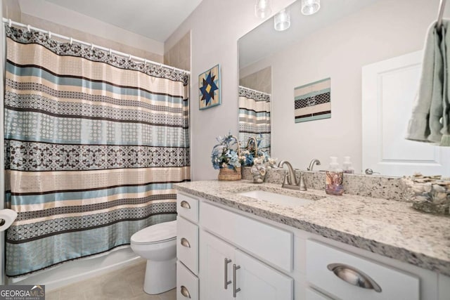 125 Grand Cir, Jasper, GA 30143 - full bathroom with toilet, vanity, tile patterned floors, and a shower with curtain