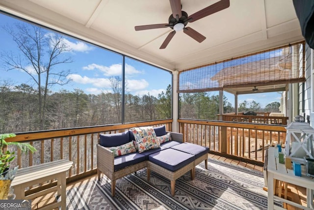 125 Grand Cir, Jasper, GA 30143 - sunroom / solarium with a ceiling fan and an outdoor hangout area