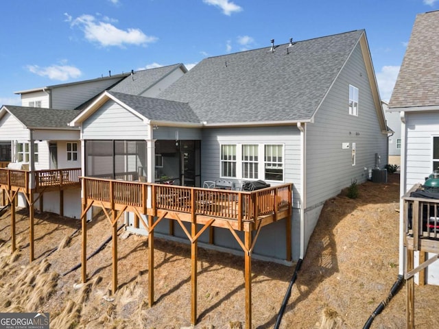 125 Grand Cir, Jasper, GA 30143 - back of house featuring a shingled roof, a deck, and central AC