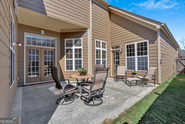 view of patio featuring french doors