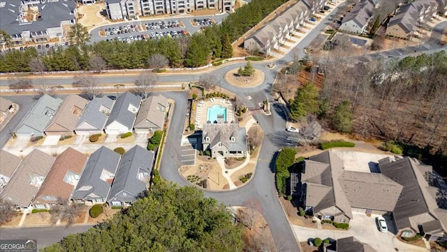 bird's eye view with a residential view