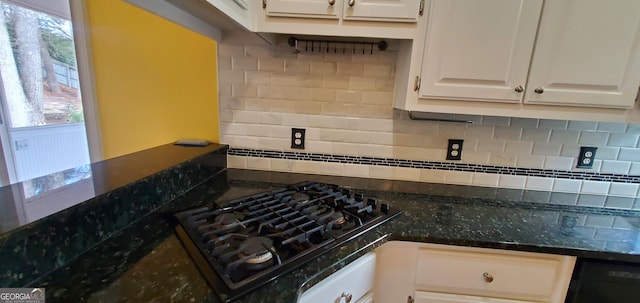 2899 Greystone Cv N, Atlanta, GA 30341 - kitchen with black appliances, tasteful backsplash, plenty of natural light, and white cabinetry