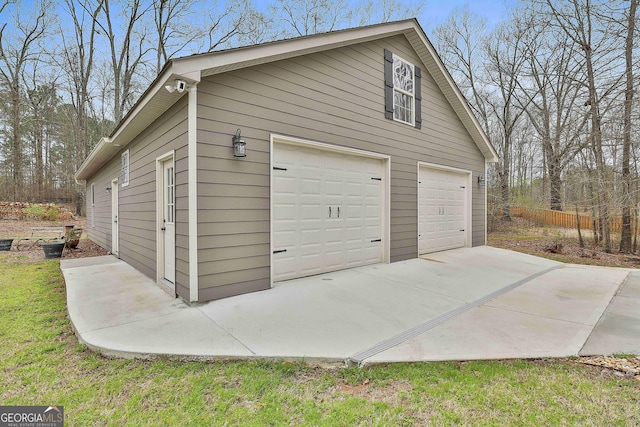 view of detached garage