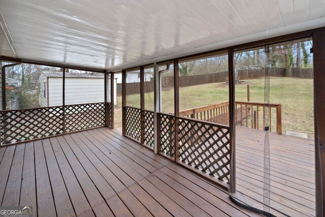 view of unfurnished sunroom