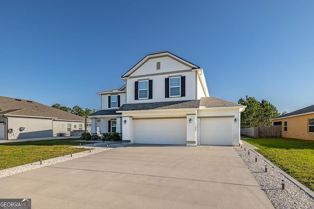 137 Walnut Way, Kingsland, GA 31548 - traditional-style house with concrete driveway, a garage, stucco siding, and a shingled roof