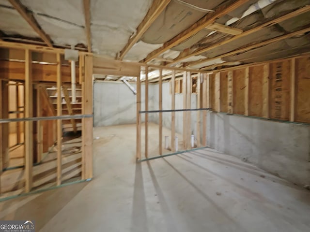 view of unfinished basement