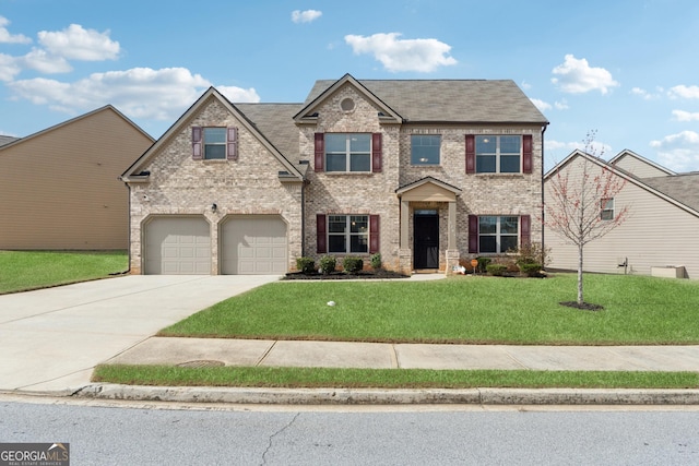 3243 Shoals Park Dr, Decatur, GA 30034 - traditional-style home featuring a front yard, brick siding, concrete driveway, and a garage