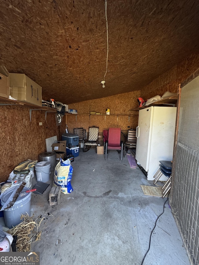 storage room with a garage