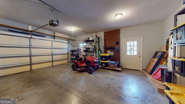 garage with a garage door opener