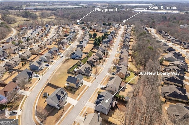 aerial view featuring a residential view