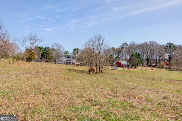 view of yard with a rural view