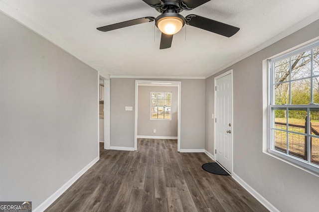 1887 Green Valley Rd, Griffin, GA 30224 - foyer entrance featuring baseboards, dark wood-type flooring, and ornamental molding