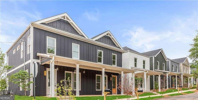 view of front of property with covered porch and board and batten siding