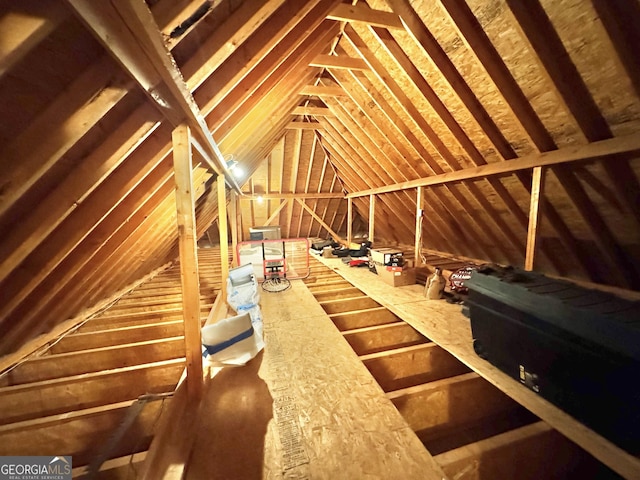 view of unfinished attic