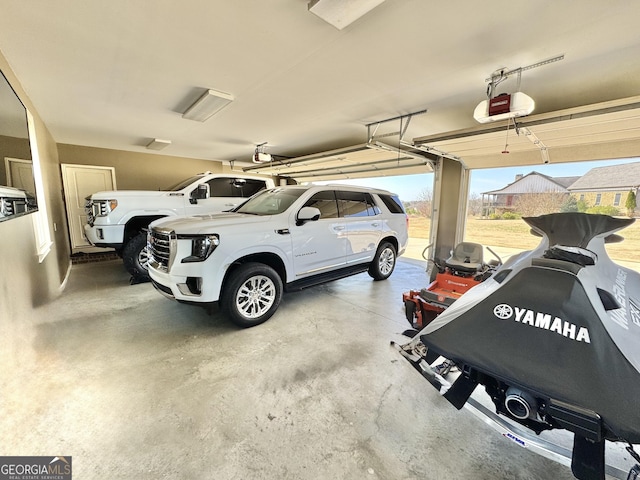 garage with a garage door opener