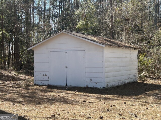 view of shed