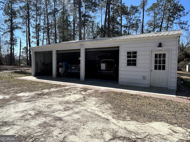 view of detached garage