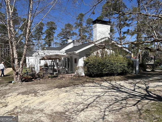 exterior space with a chimney