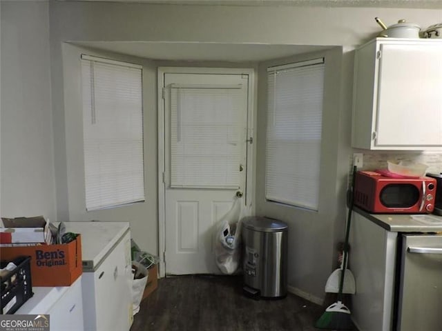 interior space with dark wood finished floors