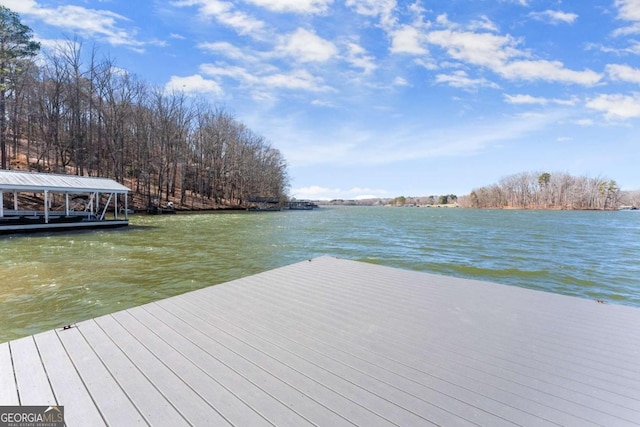 view of dock featuring a water view