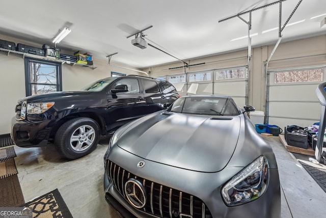 garage with a garage door opener