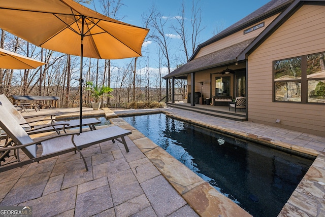 view of pool with a patio area and a fenced in pool