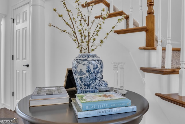 details with wood finished floors