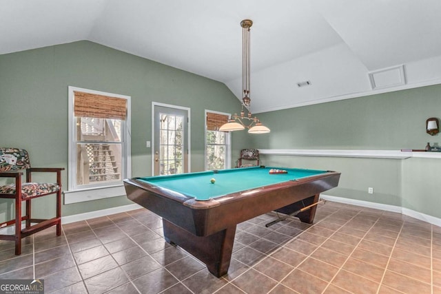 994 Fairview Club Cir, Dacula, GA 30019 - recreation room featuring vaulted ceiling, tile patterned floors, and pool table