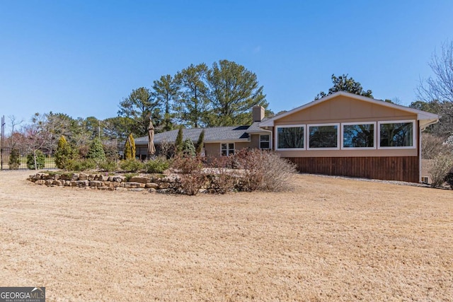 exterior space with a chimney