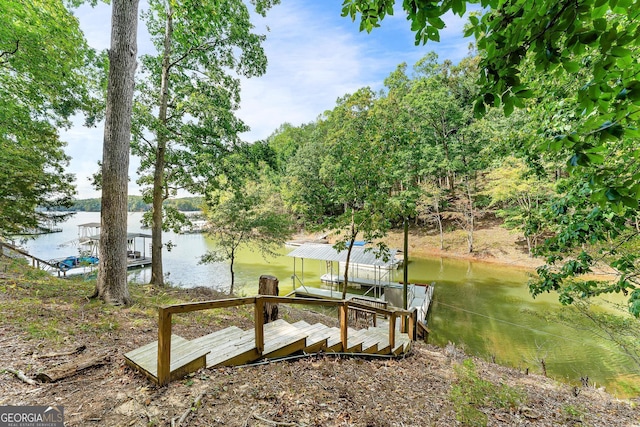 view of dock featuring a water view