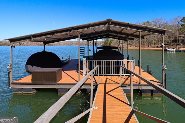 dock area featuring a water view