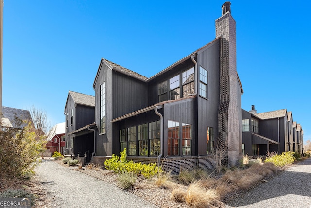 exterior space with a chimney