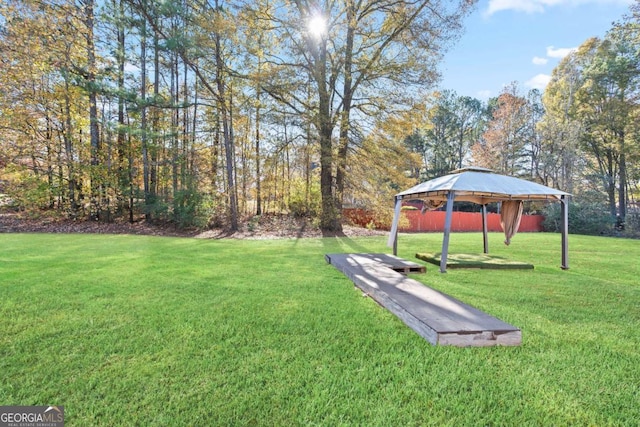 view of yard with a gazebo