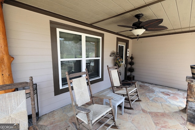 view of patio / terrace featuring ceiling fan