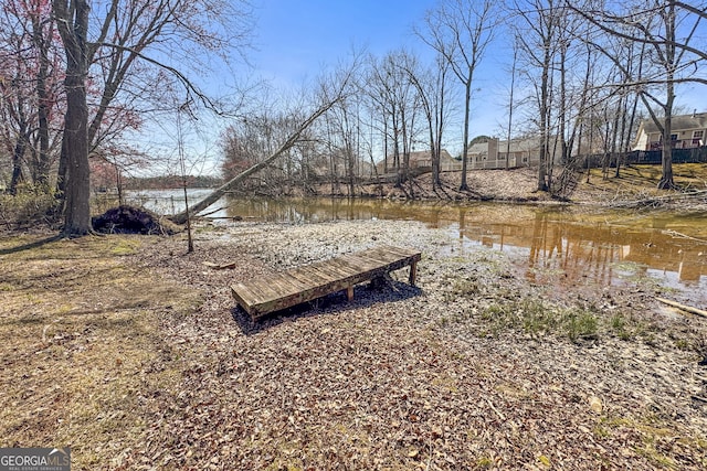 view of yard with a water view