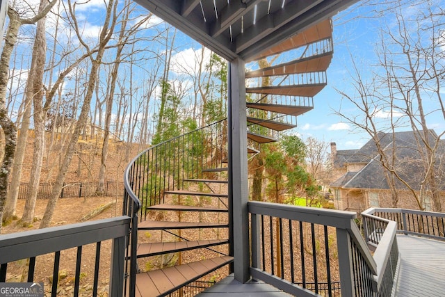 wooden terrace with stairs