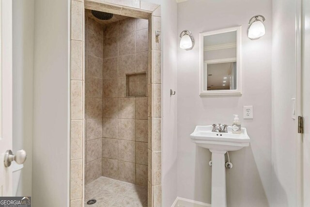 bathroom featuring a stall shower