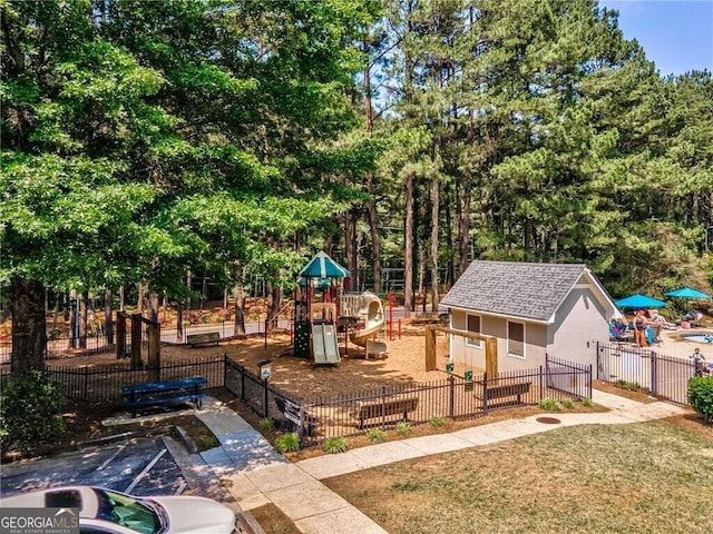 community playground with fence