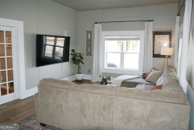 living area featuring dark wood finished floors