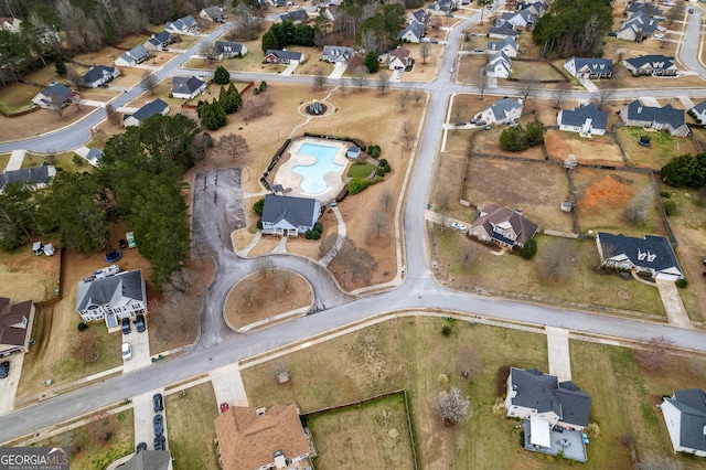 aerial view with a residential view