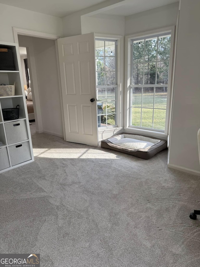 unfurnished bedroom featuring carpet floors and baseboards