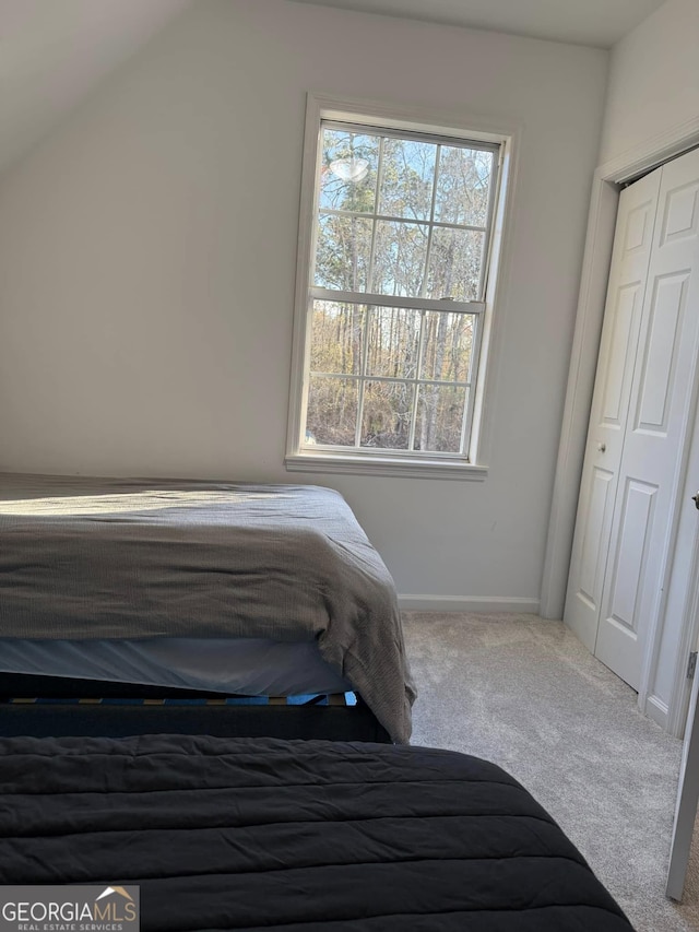 unfurnished bedroom with carpet floors, baseboards, and a closet