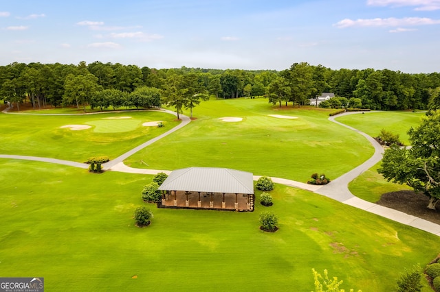 bird's eye view featuring view of golf course