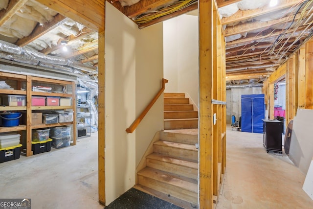 unfinished below grade area with stairway