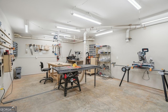 interior space with a workshop area